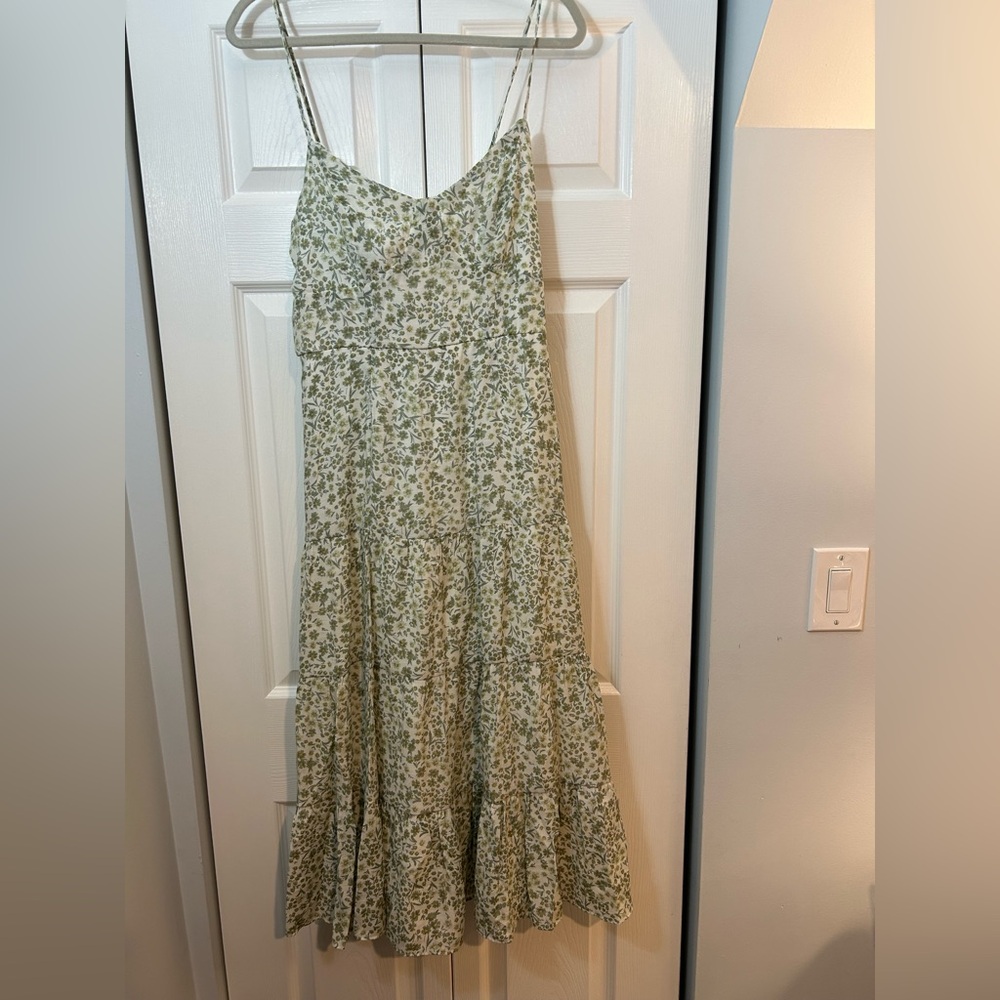 Trini Green Floral Tiered Maxi Dress Spaghetti Strap Women’s Large NWT